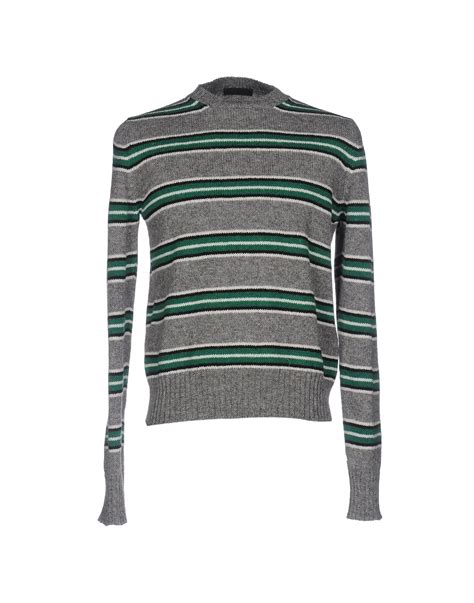 prada striped wool sweater grey men's